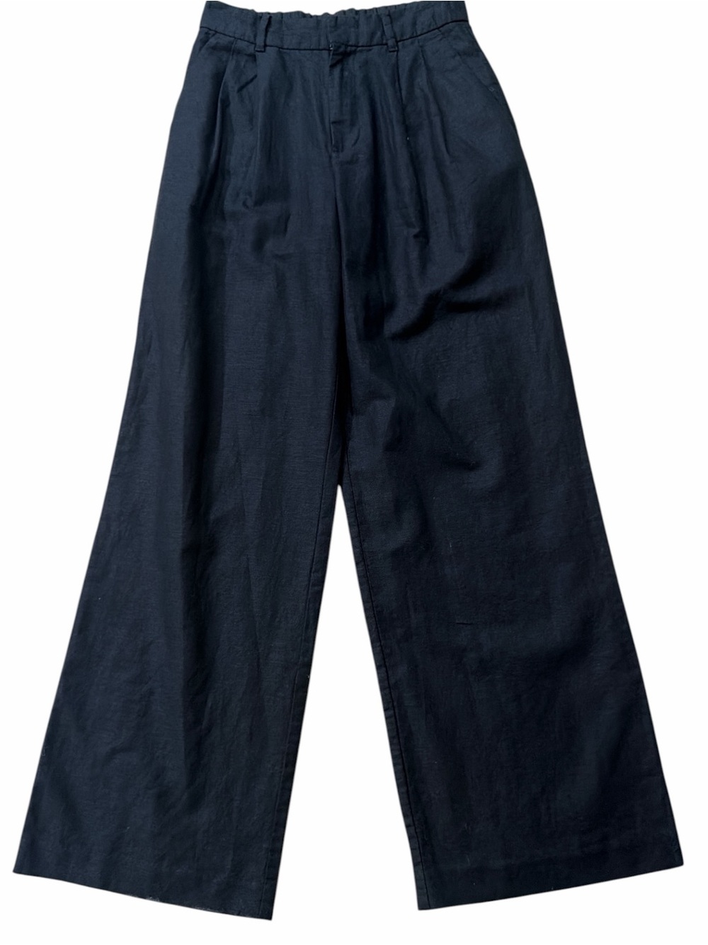 Gap Black Linen Blend Pleated High Rise Wide Leg Trousers Pants